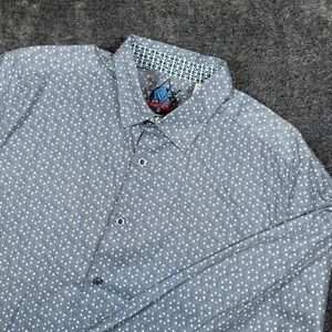 Robert Graham Mens Large Classic Fit Blue Geometric Triangle Button Down Shirt